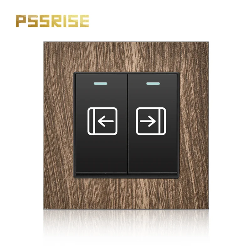 

PSSRISE Electric Door Switch With Indicator Light Wood Grain Panel For Electric Door Reset Switch Double Door Control On/Off