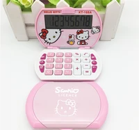 8 digit extra large display pocket flip head cute cartoon calculator portable carry fold mini calculator for girls