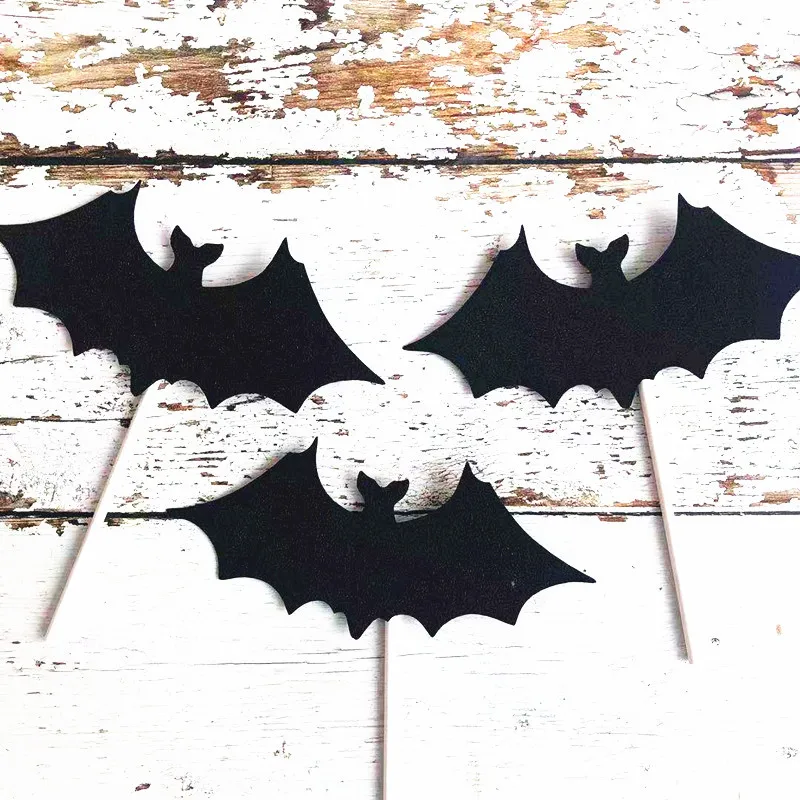 

3pcsCake Decoration Black Bat happy Halloween Cake Toppers Dessart Cupcake Decoration Toppers for Halloween Scray Party Supllies