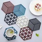 1 шт. креативный шестигранный силиконовый коврик для стола, изоляционный коврик, скандинавский геометрический противоожоговый коврик, коврик для чаши, кухонные пустотелые подставки