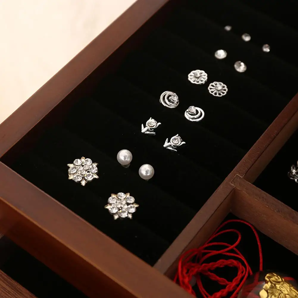 80% HOT SALES!!! 2/4 Layers Retro Wooden Drawer Ring Earring Jewelry Box Makeup Case Organizer