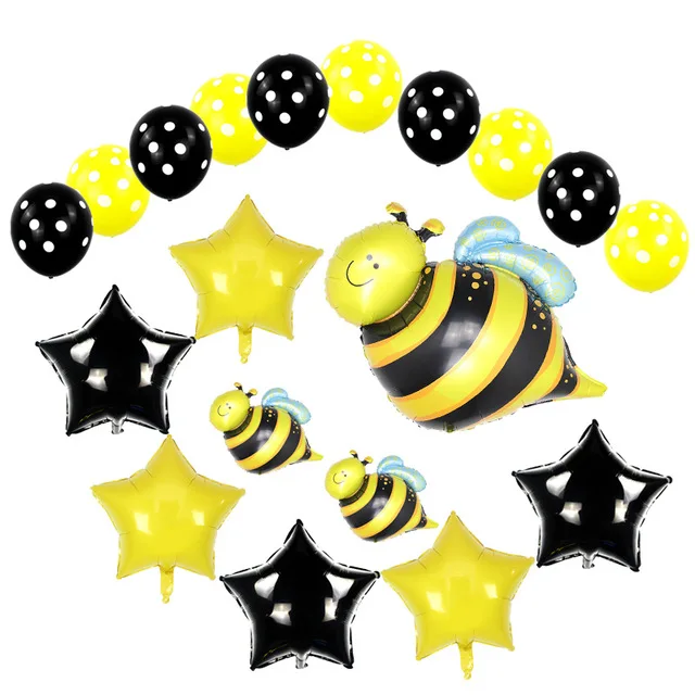 19pc bee set KAMMIZAD воздушные шары из фольги в виде пчелы белый/желтый латексные шары набор пчелы домашнее животное День рождения украшение свадьбы/Хэллоуин/Рождество - Цвет: 19pc bee set