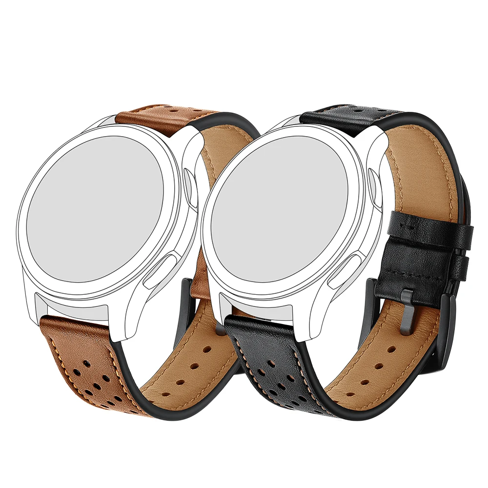 Ремешок из натуральной кожи для Samsung Gear S2/S3 Amazfit GTR Bip Galaxy Active2 42/46 мм 20 22 Huawei 2 GT