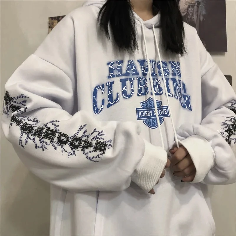 

Уличный Свободный Топ с надписью super fire Молния и женские модели y2k Yuanshen ударопрочный бархатный свитер с капюшоном Топ в стиле Харадзюку