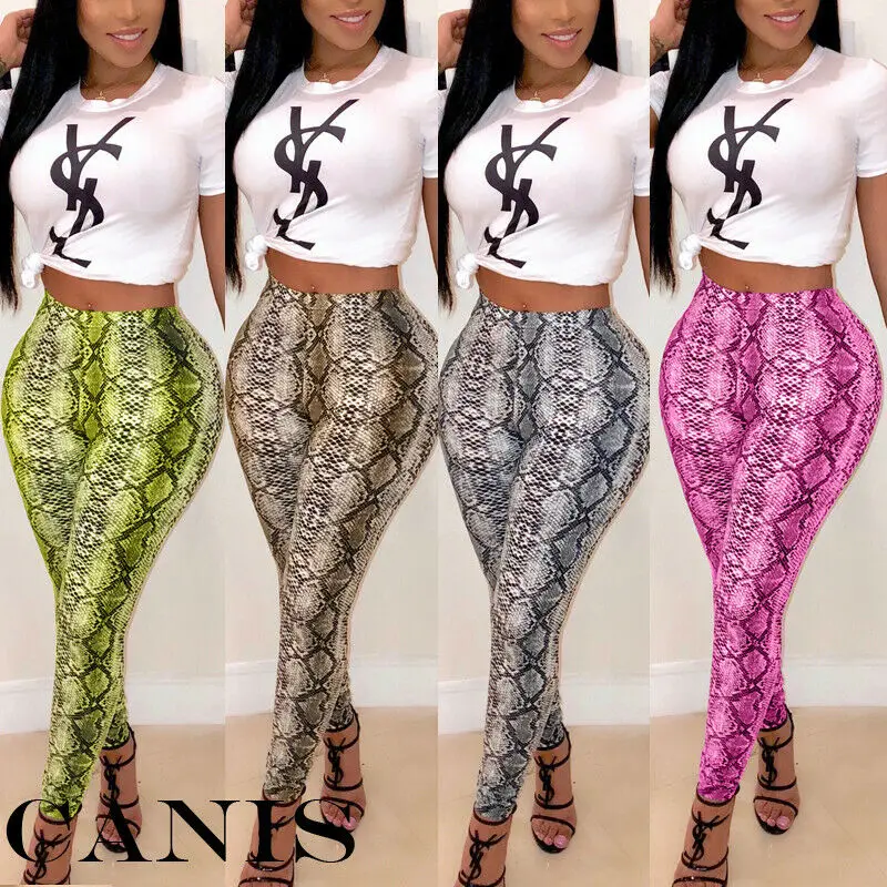 Новое поступление женские леггинсы с рюшами пуш-ап облегающие принтом змеиная