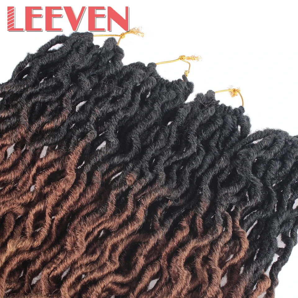 Leeven Nu Faux locs Curly вязаные волосы 20 дюймов синтетические плетеные волосы Омбре крючком косички крючком волосы богини волос