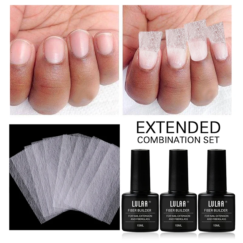 

20 Pcs Nail Art Extension Fiberglass Fiber Paper Nail Extension+Fiberglass Nail Gel Nail Lengthen Tools-u