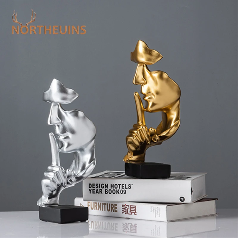NORTHEUINS 27 5 см полимерная маска тишина-Золотая Статуэтка офисные статуэтки для