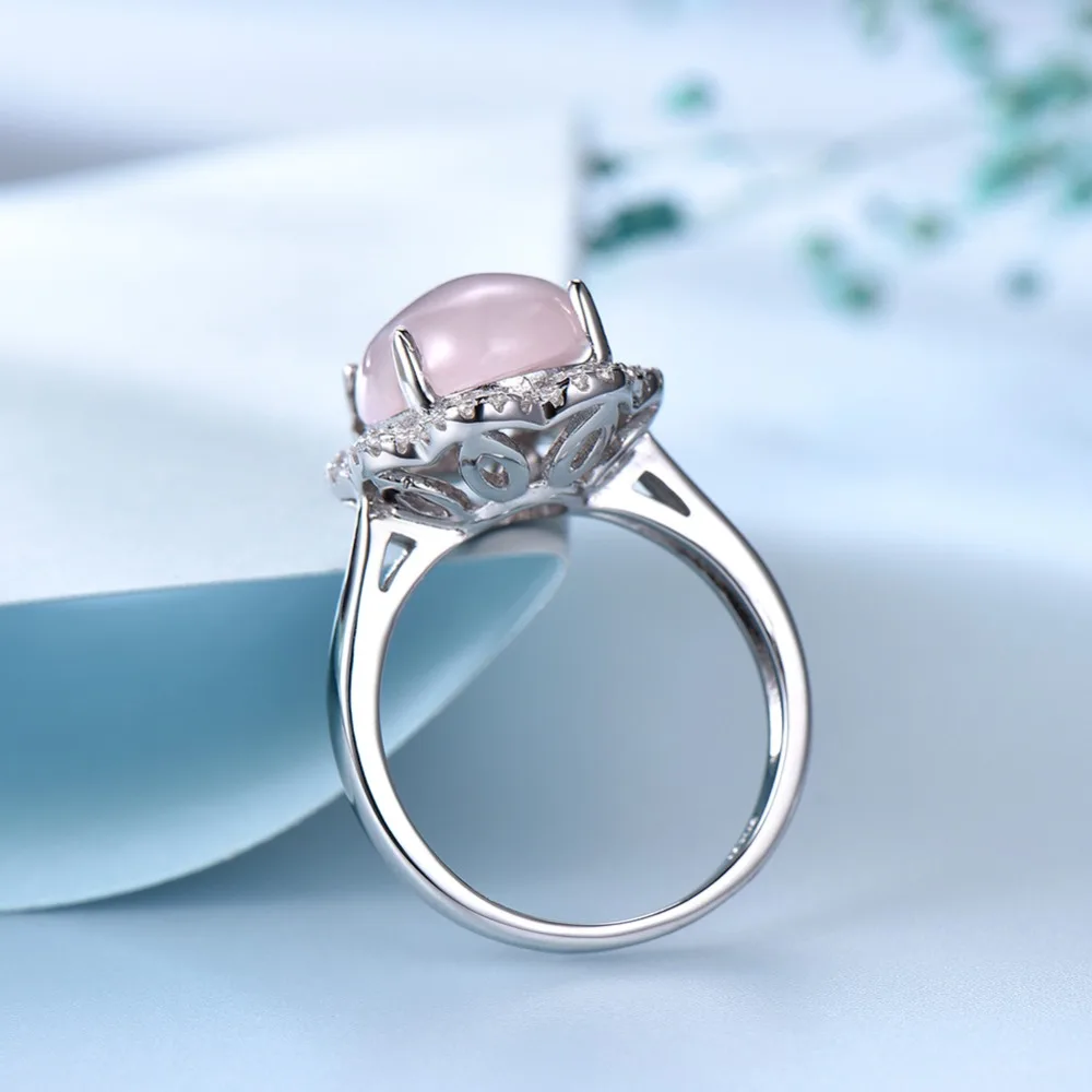 ORSA JEWELS Подлинная Мода 925 Обручальное розовое кварцевое кольцо из стерлингового серебра в форме цветка кольцо на головщину ювелирные изделия VSR16
