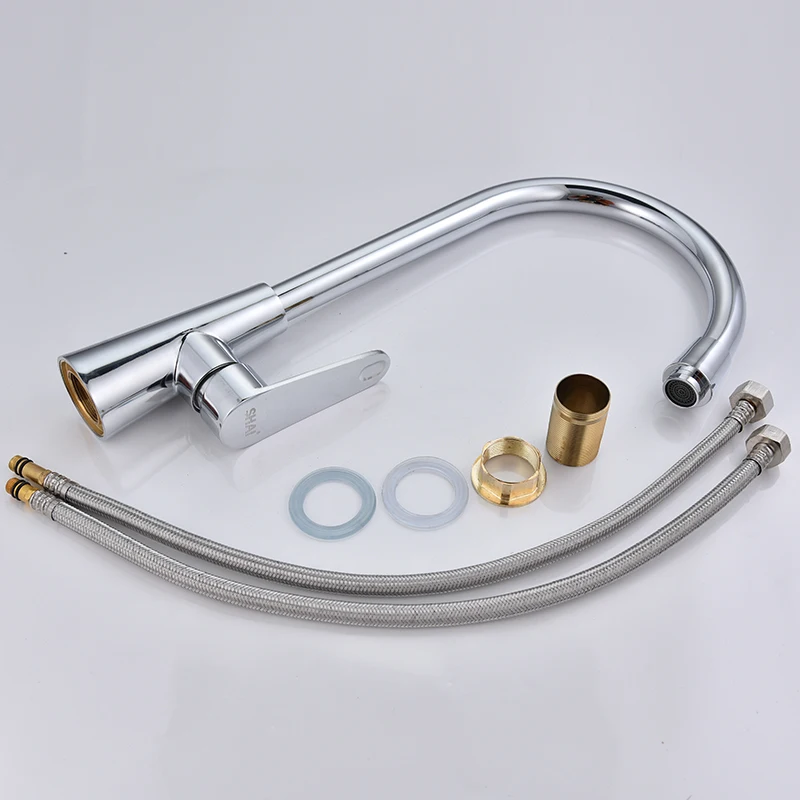 

360 Degree Rotation Kitchen Faucet Cold And Hot Mixer Kitchen Sink Faucets Single Handle Brass Body Chrome Finish SH3204