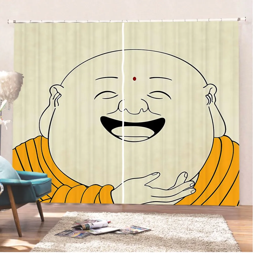 Буддийские оконные занавески с 3D принтом декор для гостиной 2 панели Будда Индия