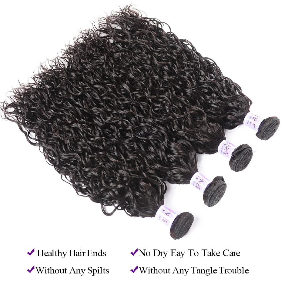 UNice Hair Kysiss Series Malaysian Water Wave Virgin Human Hair Extension 8-26inch 3 PCS Bundles with Closure Free Part