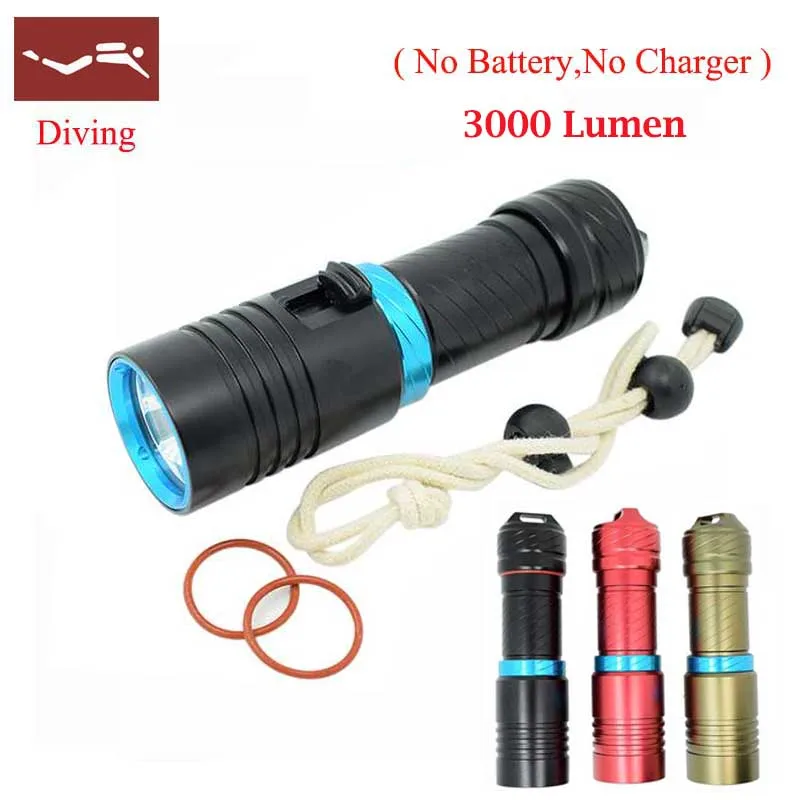 

XM-L2 High Power 3000 Lumens Led Scuba Flashlight Underwater 60m Dive Torch Waterproof Diving Lanterna for Camping Hunting