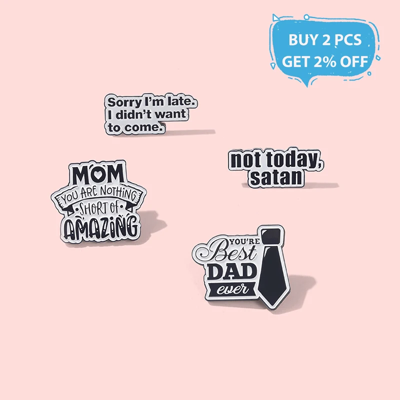 Эмалированные заколки со слоганом не сегодня сатана персонализированные Броши с