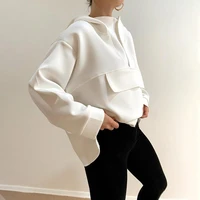 instahot fashion women hoodies oversize asymmetric hem solid black white autumn sweatshirt loose streetwear hooded pullover tops
