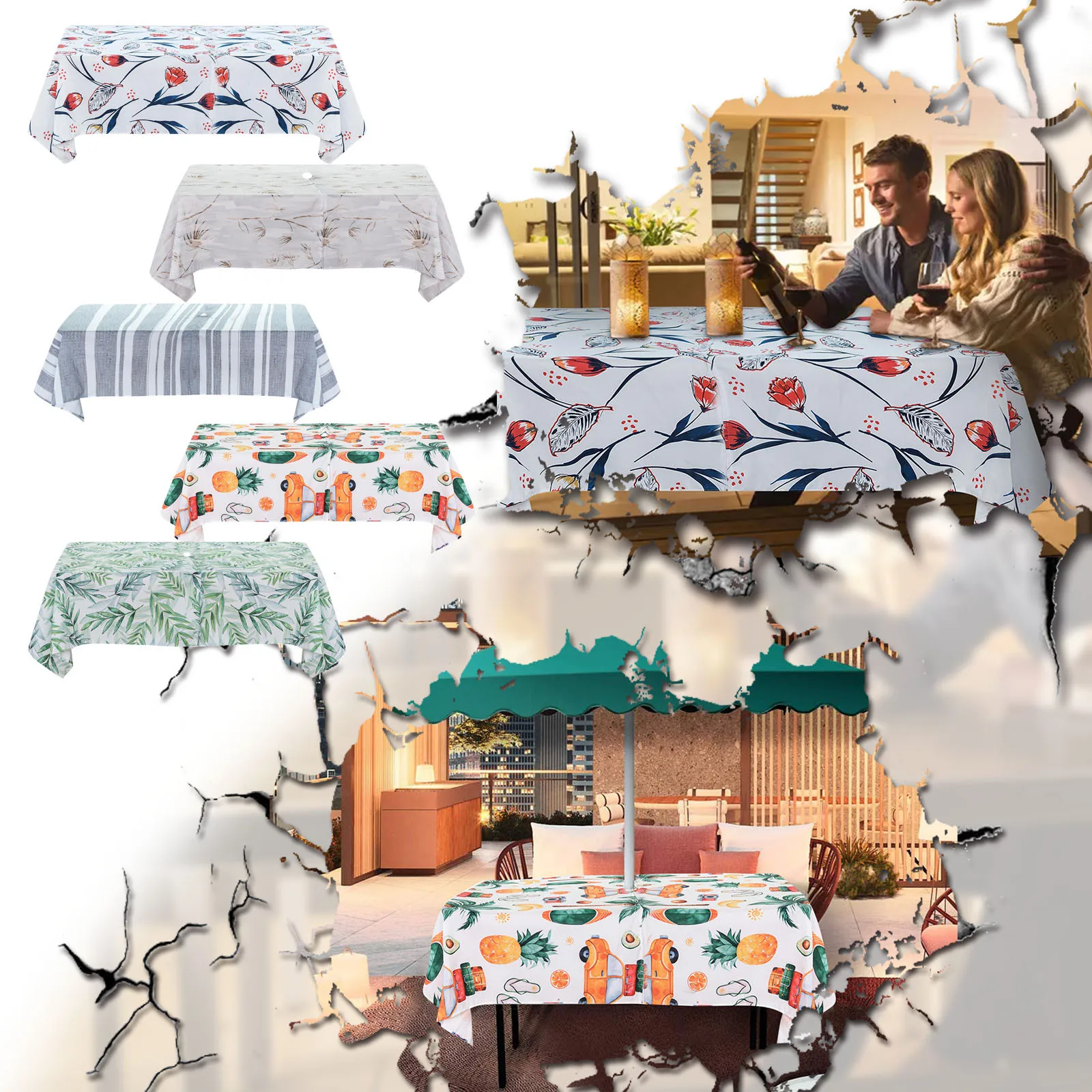 

With Cloth Outdoor Zipper Waterproof Hole Tablecloth Beach Umbrella Table Kitchen，Dining & Bar