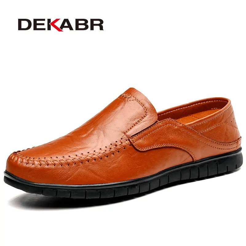 01 Red Brown DEKABR/мужская повседневная обувь из натуральной кожи; люксовый бренд; коллекция года; мужские лоферы; мокасины; дышащие слипоны; обувь для вождения размера плюс 45 - Цвет: 01 Red Brown