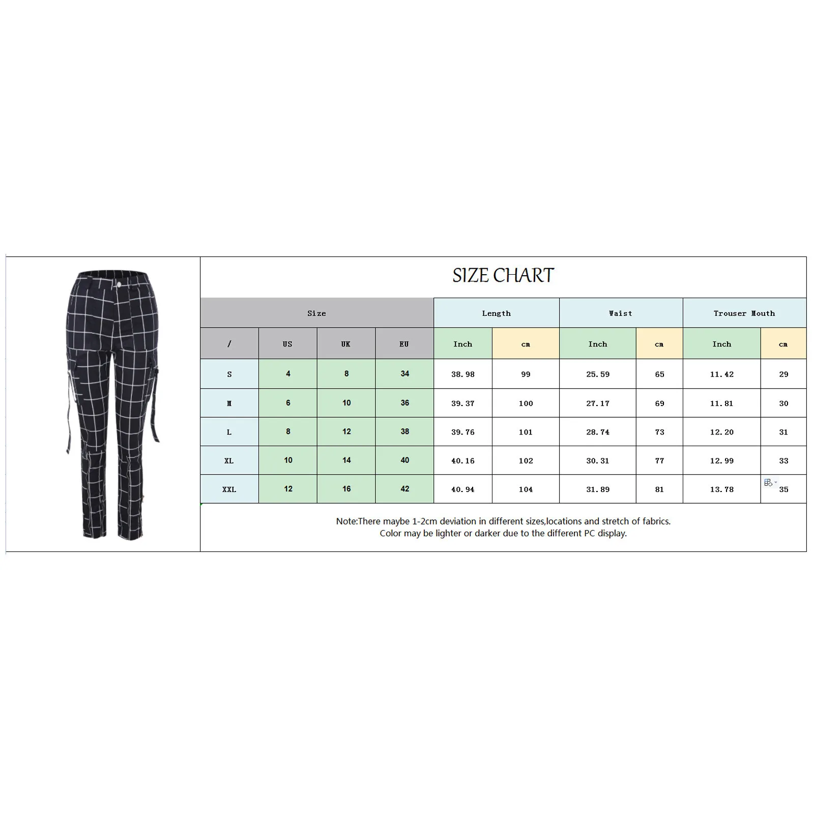 

Plaid Printed Cargo Pants Women Fashion High Waist Pocket Work Harem Streetwear Clouthes Trousers Joggers Pants