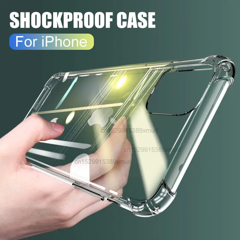 Роскошный Прозрачный ударопрочный чехол для iPhone 11 Pro X Xr Xs Max мягкий силиконовый 6s 7