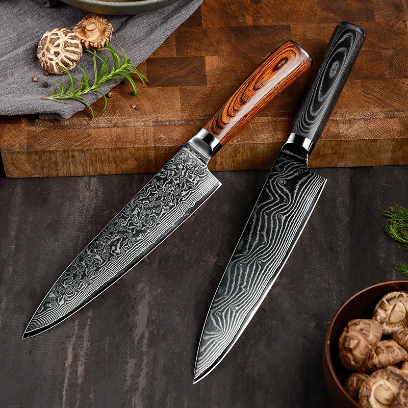 

8-дюймовый нож шеф-повара из дамасской стали кухонные ножи многофункциональная деревянная ручка Западная еда японские суши нож для нарезки