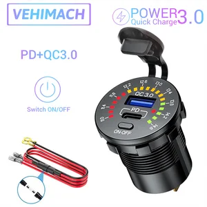 qc3 0pd quick charge car charger switch onoff 12v24v to 5v car power adapter usb c charging port for xiaomi samsung iphone 12 free global shipping