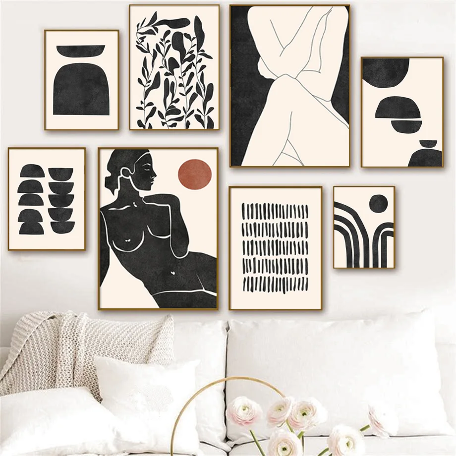 

Abstract Nude Woman Plant Lines Geometry Wall Art Canvas Painting Nordic Posters And Prints Wall Pictures For Living Room Decor