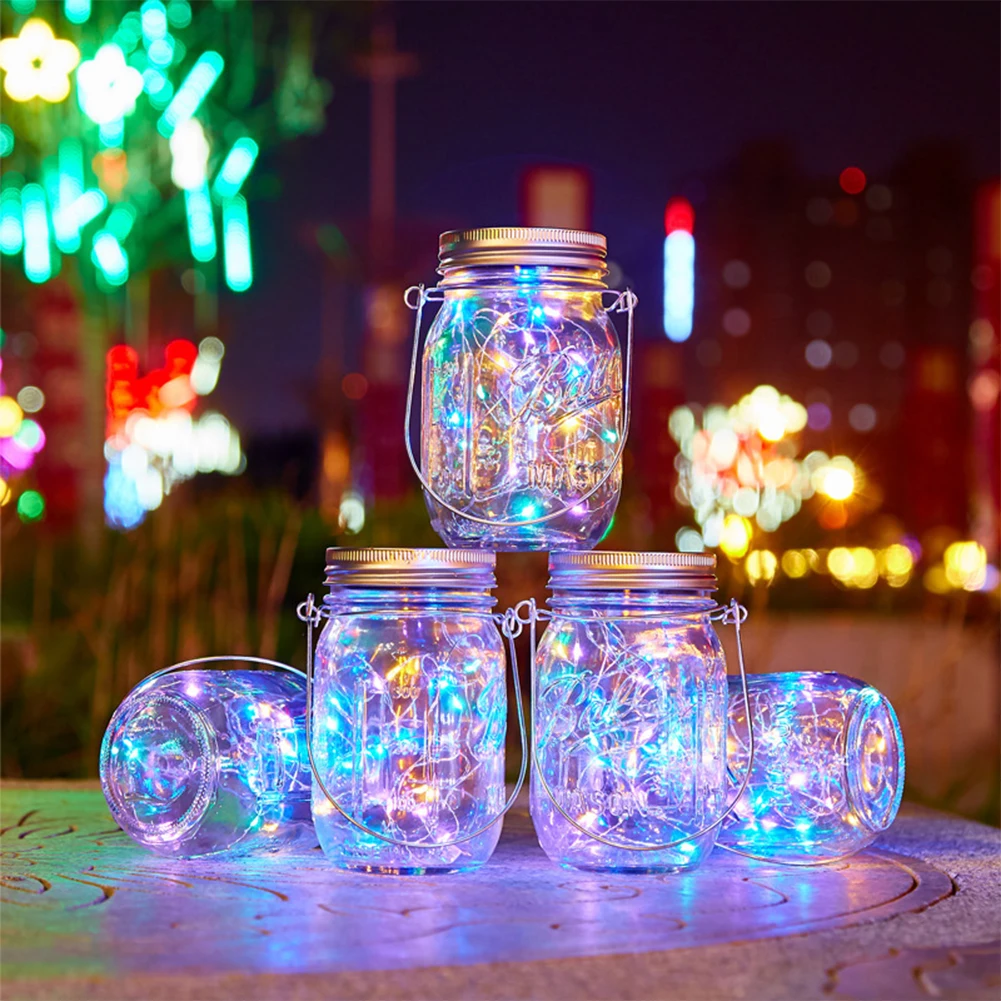 

1PCSLED Solar Fairy Mason Can Light Waterproof and Durable Party Wedding Christmas Party Garden Decorations (Warm Light 1m)