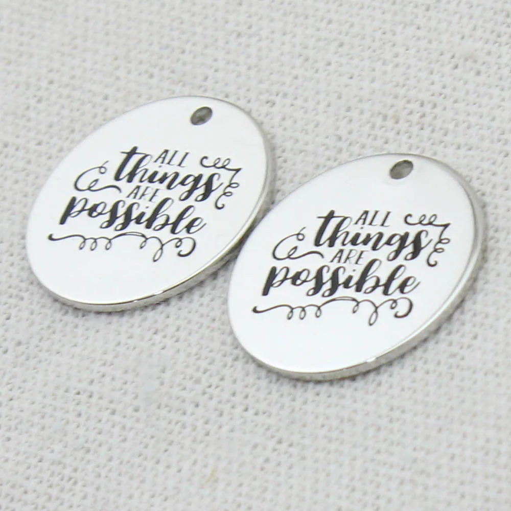 ALL THINGS ARE POSSIBLE Pendant Necklace Charm For Making Jewelry 2021 trend Sister Gifts Women 22mm 5Pcs/Lot | Украшения и