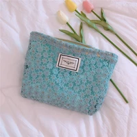 makeup bag fashion travel organizer hollow out embroidery notebook pouch storage handbags canvas zipper storage cosmetic bag