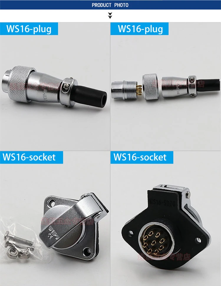 WS16 разъемы 4 pin, высокое напряжение разъем розетка, Промышленный разъем питания, водонепроницаемый, противоударный, IP68