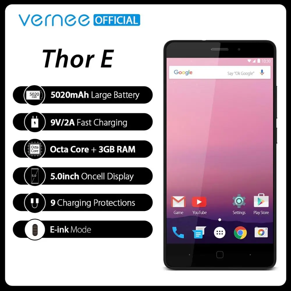 Vernee Thor E " HD 4G LTE мобильный телефон MTK6753 Восьмиядерный Android 7,0 сотовые телефоны 3G ram 16G rom 5020 mAh смартфон с отпечатком пальца