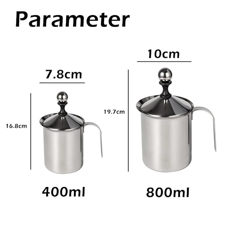 

400/800ML Manual Milk Frother Stainless Steel Cappuccino Milk Creamer Milk Foam