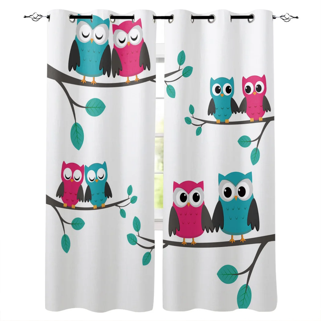 Мультяшные Сова ветке милые оконные шторы для гостиной кухни спальни