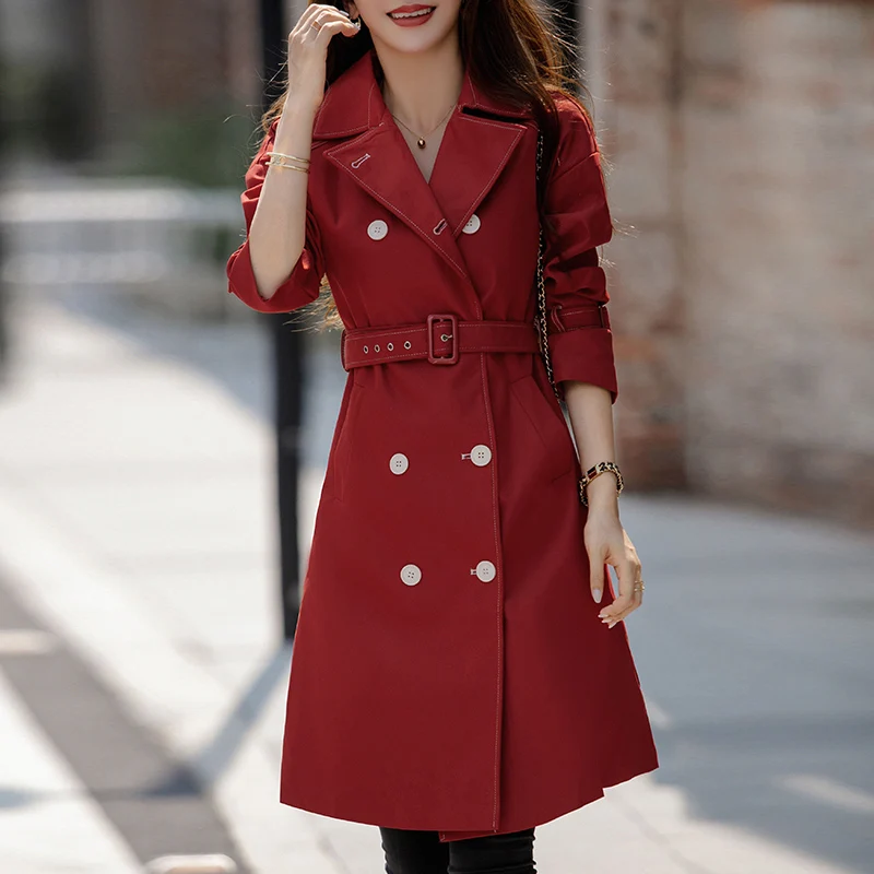 

New Autumn vintage Women's Windbreaker office lady slim long black Trench Coat female jaquetas baggy casual raincoat trenchs