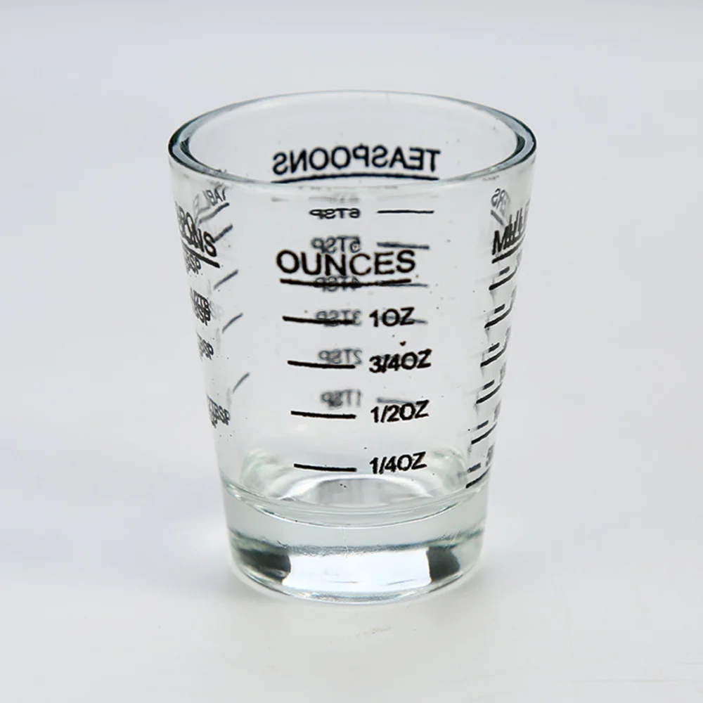 

30ML Glass Measuring Cup Espresso Shot Glass Ounce Cup with Scale Kitchen Measure Tool Supplies (Black)