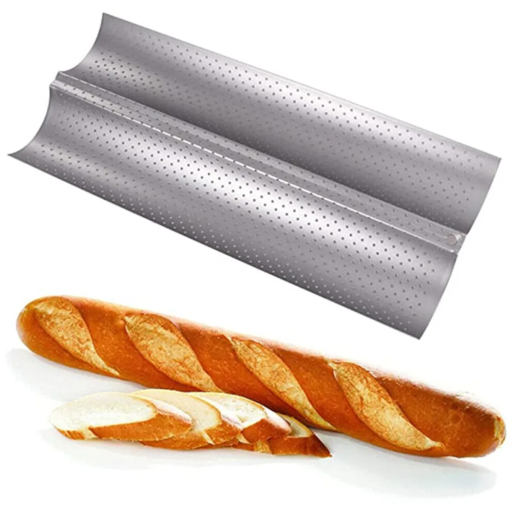 

2 Baking Mould Waves French Bread Baking Tray Mold Loaf Tin Non-Stick Baguette Mould Cake Pan Baking Mould
