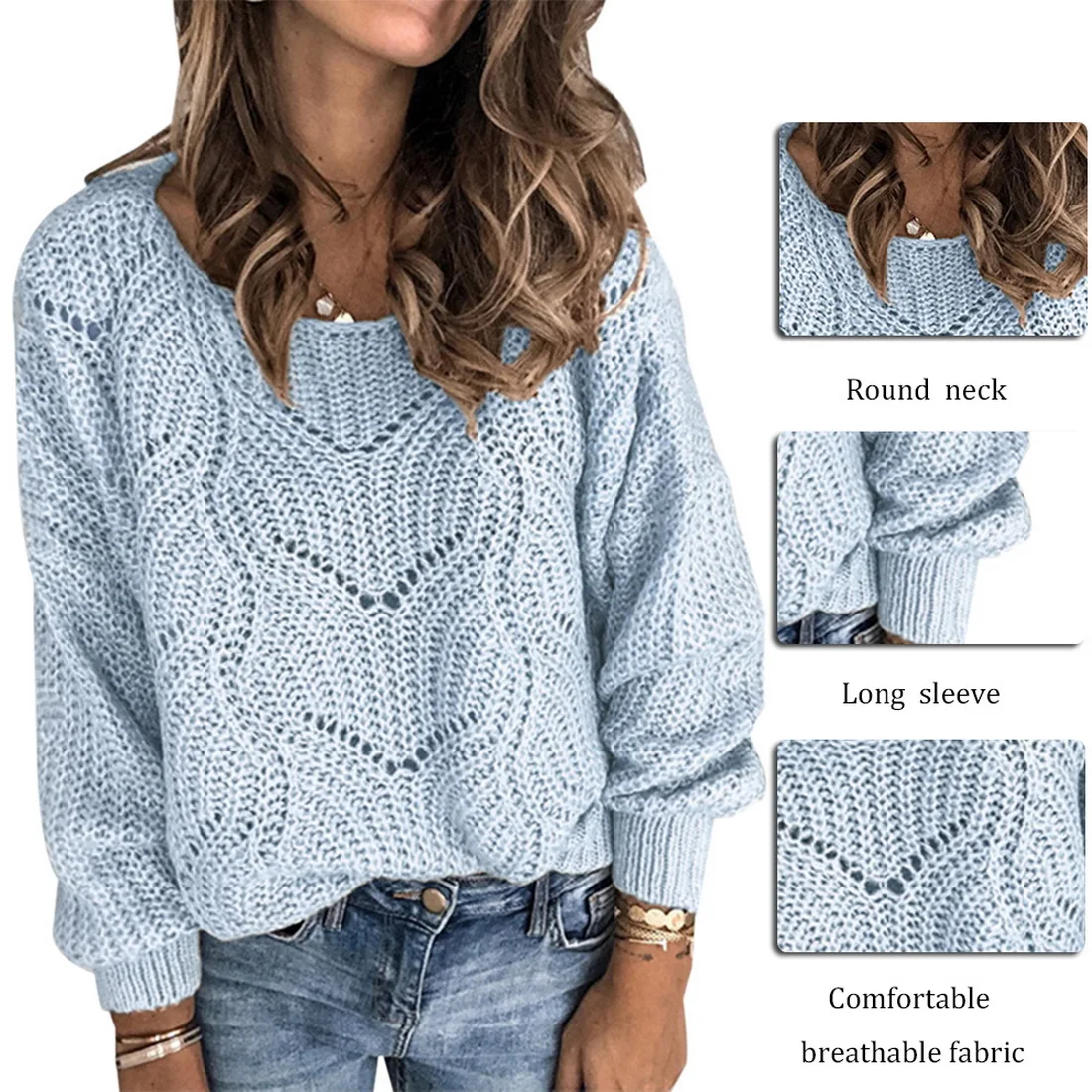 

PADEGAO Sweater Ladies Crew Neck Cutout Knitted Jumper Pullover Women Sweater Women Sweaters And Pullovers Streetwear PDG1790