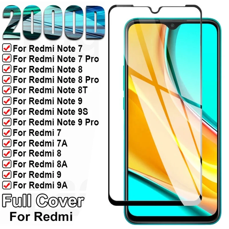 

9H Full Cover Tempered Glass For Xiaomi Redmi 9 9A 9C 9T 8 8A 7 7A Screen Protector Redmi Note 7 8 9 Pro 8T 9S Protective Glass