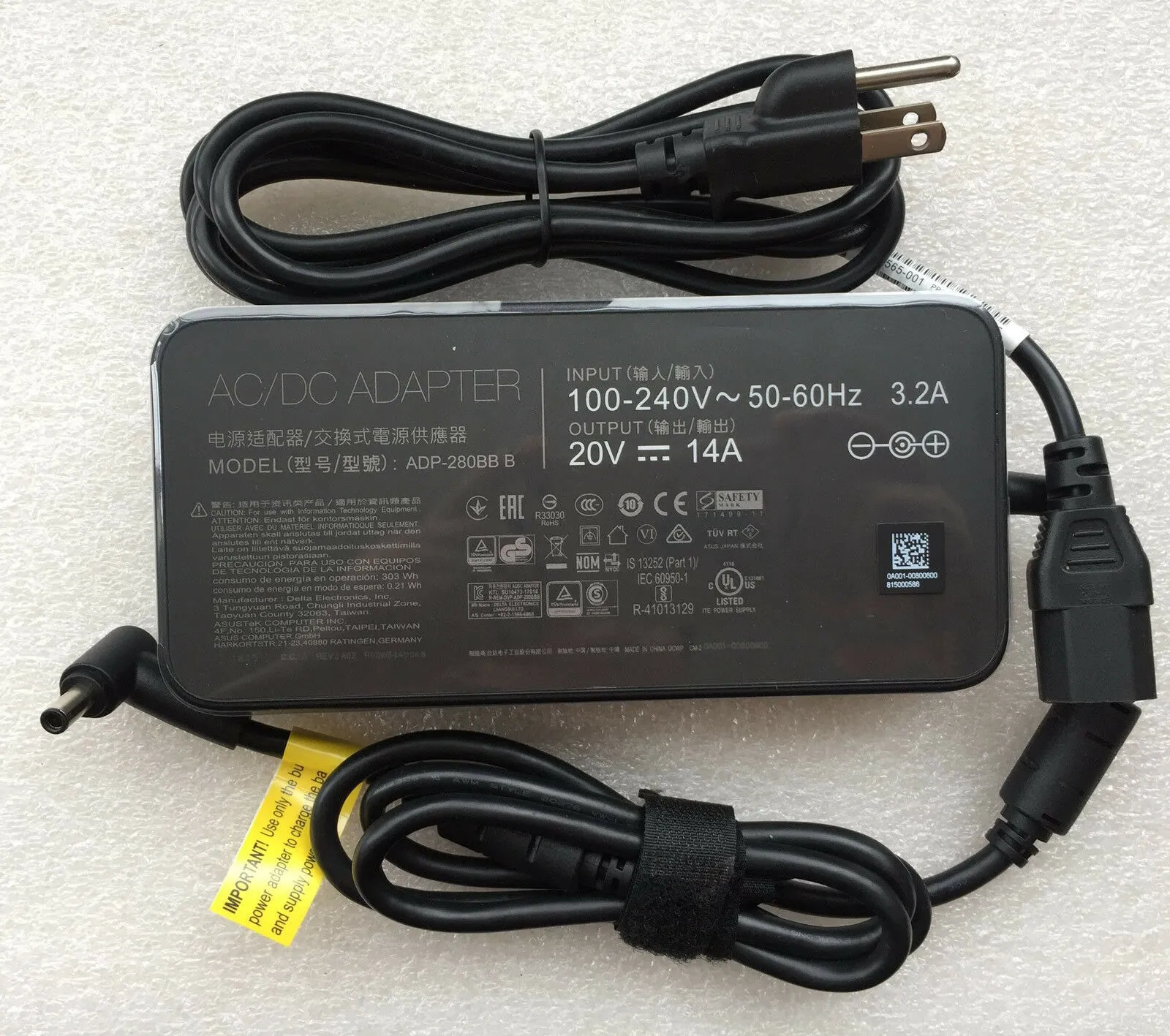 

huiyuan fit for ASUS 280W 20V 14A AC/DC Adapter fit for ASUS ROG G703GX-EV017FR,ADP-280BB B
