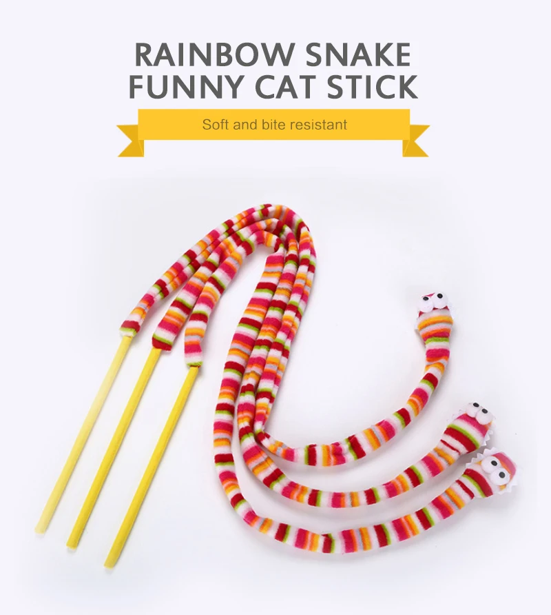 1 Pcs Rainbow Snake Shape Funny Cat Stick Head With Ring Box Interactive Toy Pet Supplies Ball | Дом и сад