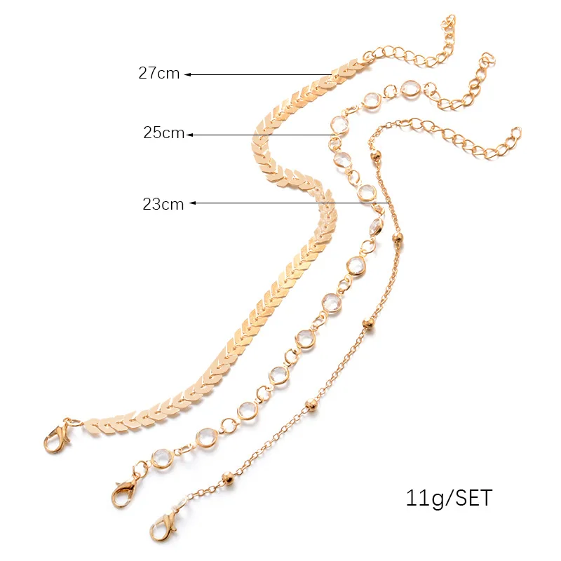 Компания шеврон и браслет на ногу с кристаллами комплект-3 шт. Роскошная обувь