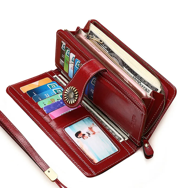 

Aliwood Brand Hollow Women Clutch Leather Wallet Female Long Wallet Women Zipper Purse Strap Money Bag Purse For iPhone Carteira