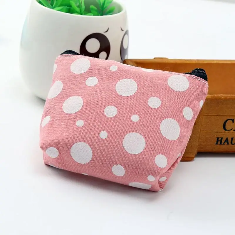 Холщовые кошельки для мелочи женский маленький кошелек мини в горошек отделение
