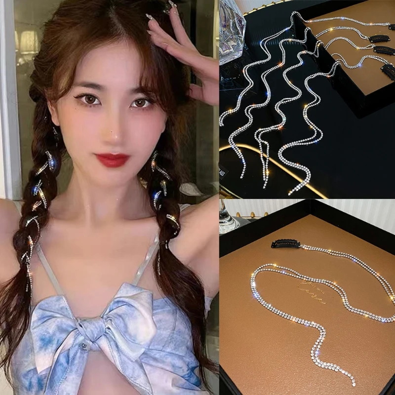 К требованиям заказчика Сверкающие стразы кисточкой наращивание волос парик