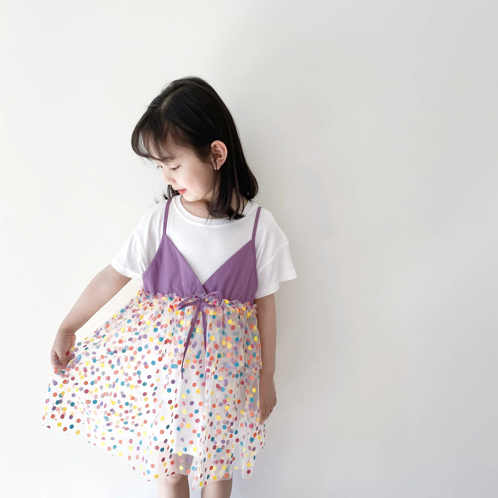 Женское платье с коротким рукавом Tonytaobaby летнее цветное Сетчатое из двух частей |