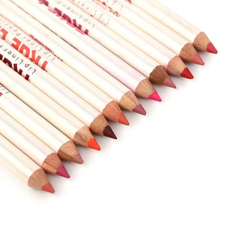 12 шт./упак. Профессиональная деревянная подводка для губ водостойкая Женская