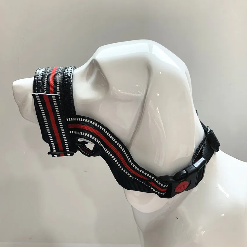 

Reflective Nylon Dog Muzzles Adjustable Dog Mouth Mask Release Strap Mouth Cover Anti- Barking Anti- Biting Pet Training Supply