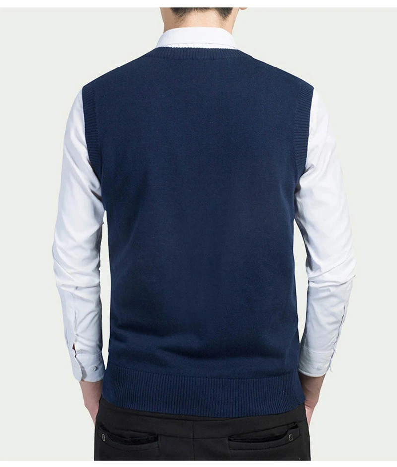 Брендовая одежда пуловер свитер для мужчин осень v-образный вырез тонкий жилет