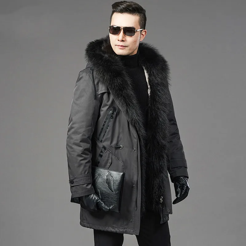 

Real Fur Coat Natural Rabbit Fur Liner Raccoon Fur Collar Parka Jacket Plus Size Jackets Men Casual Warm Parkas NZ725 YY615