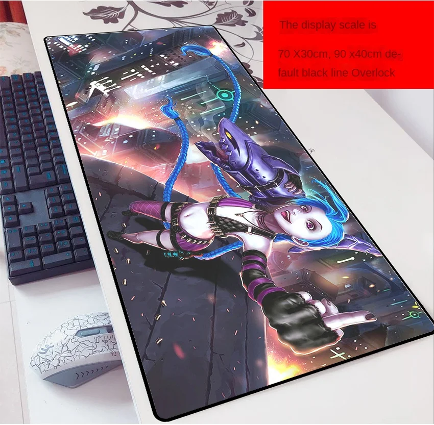 

MRGLZY League of Legends Gaming Mouse Pad Oversized Jinx Anime Cute Laptop Keyboard Pad Girl Customization Gaming Mouse Pad